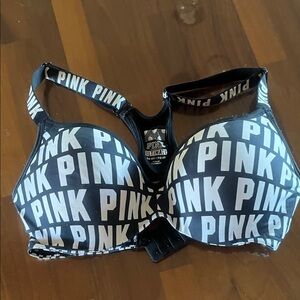 PINK Victoria's Secret Black and White Logo Sports Bra